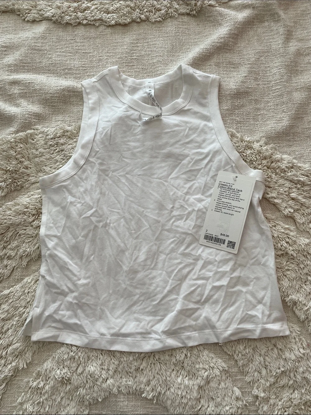 Nwt lululemon classic-fit Cotton Blend Tank Size 2